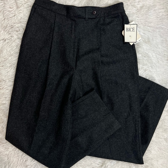 Vtg Wool blend Trouser Pants Pleated Wide Taper Leg Women’s Sz 14 High Waist - Picture 1 of 15